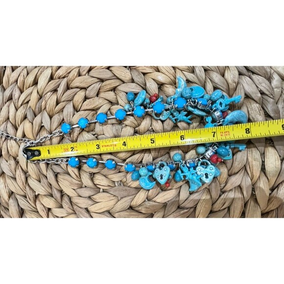 Cha Cha Blue Moon Cherubs Dangle Bib Chocker Necklace Set Silver Tone Celestial - Picture 6 of 10